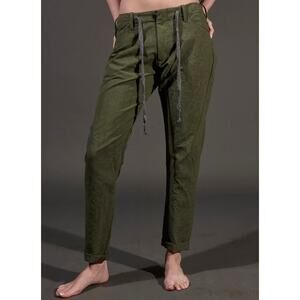 Matias Thorley Tamashi Moss Green Cotton Linen Jogger Pants Small Rivera